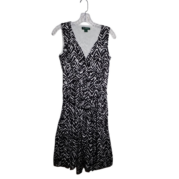 Lauren Ralph Lauren Dresses & Skirts - Lauren Ralph Lauren Womens Dress Sleeveless Tie Waist Pockets Black White Size 4